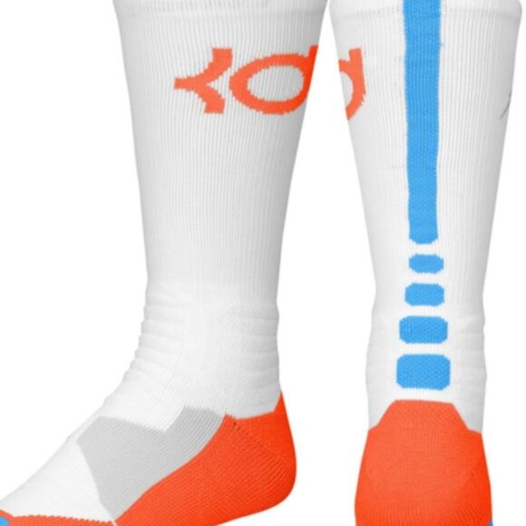 Nike size small socks 1 Pair Dri Fit Higg Tube White Orange Blue Lightening Bolt - Picture 1 of 16